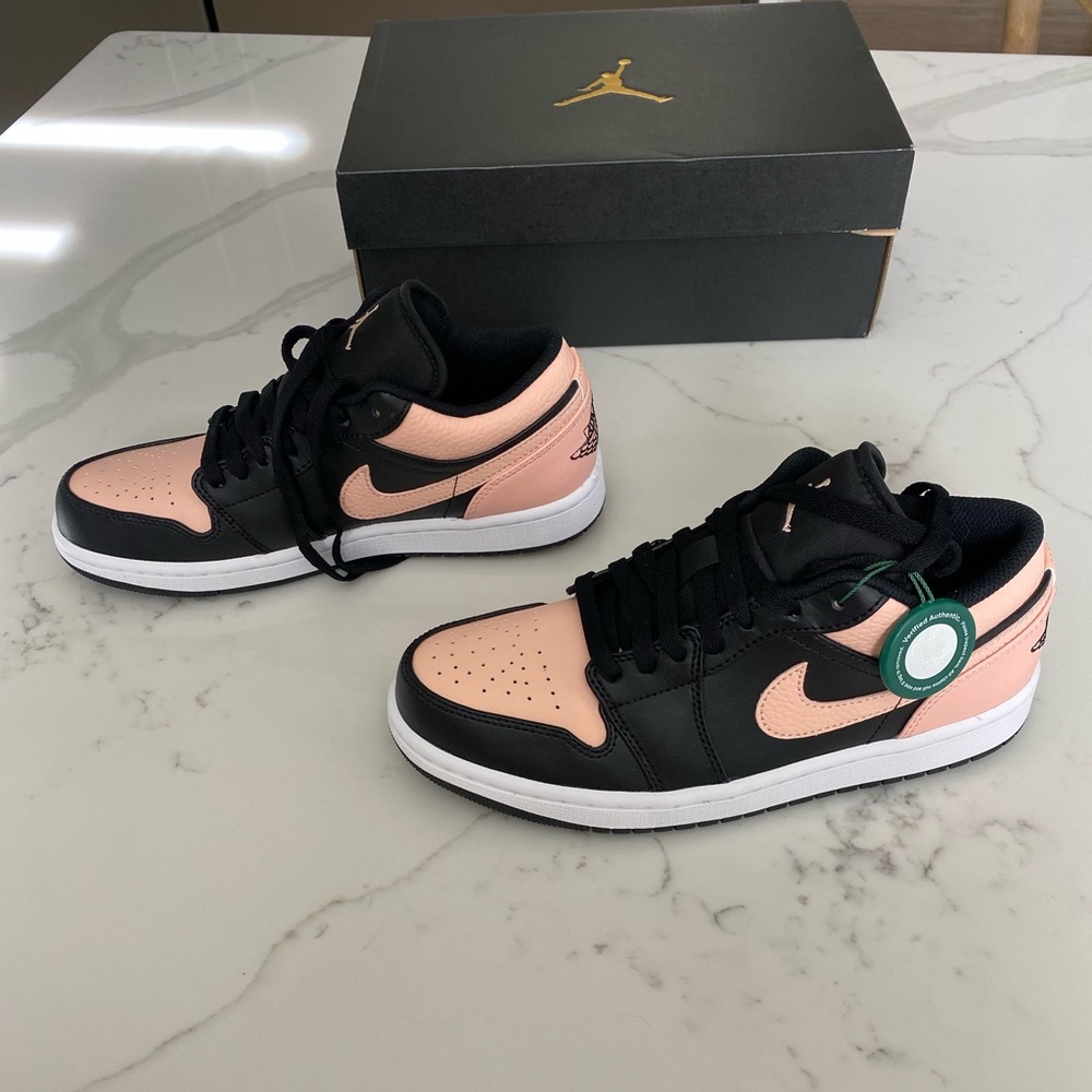 Nike Air Jordans Low, Pink, Black/Arctic- Orange white. Size 8.5 women’s/7 men’s